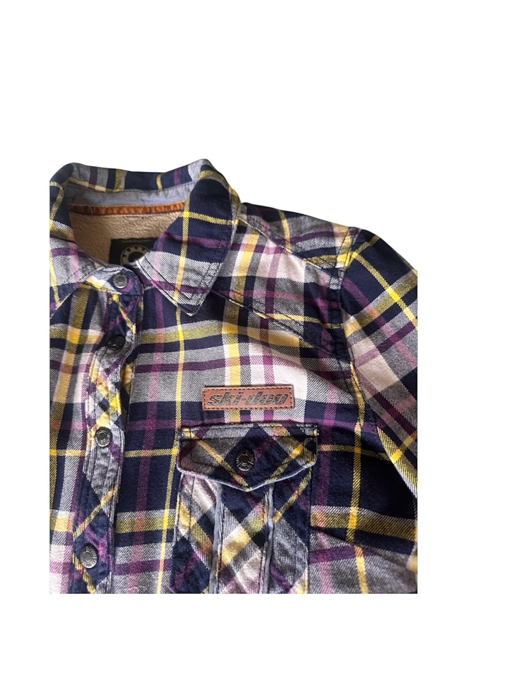 Ski-Doo Purple Plaid Flannel Overshirt - Casual Light Jacket perfect for fall - Picture 3 of 4